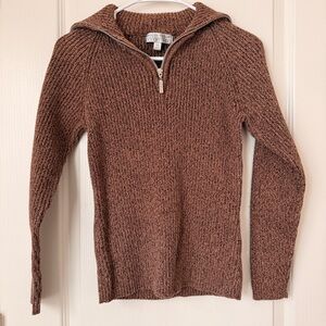 Carolyn Taylor Womens Brown Zip-Up Sweater
